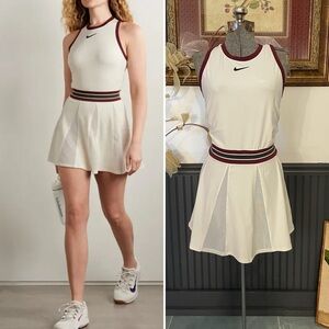 Nike Court Dri-Fit Slam Tennis Dress Back Cut Out Mesh Pleats - Sz XL 🧡🎀
